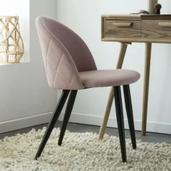 Made in Meubles Chaise en tissu rose pâle et métal Jasmine (lot de 2)