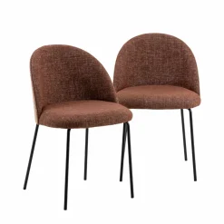 Made in Meubles Chaise en tissu terracotta et bois clair Nyssa (lot de 2)