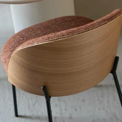 Made in Meubles Chaise en tissu terracotta et bois clair Nyssa (lot de 2)