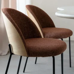 Made in Meubles Chaise en tissu terracotta et bois clair Nyssa (lot de 2)