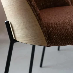 Made in Meubles Chaise en tissu terracotta et bois clair Nyssa (lot de 2)
