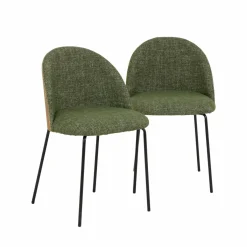 Made in Meubles Chaise en tissu vert et bois clair Nyssa (lot de 2)