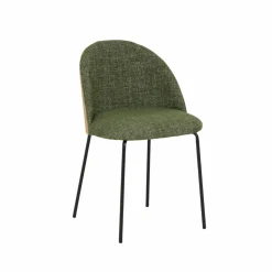 Made in Meubles Chaise en tissu vert et bois clair Nyssa (lot de 2)