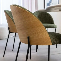 Made in Meubles Chaise en tissu vert et bois clair Nyssa (lot de 2)