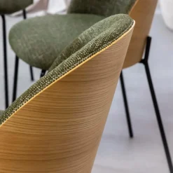 Made in Meubles Chaise en tissu vert et bois clair Nyssa (lot de 2)