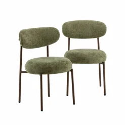 Made in Meubles Chaise en tissu vert et métal effet bois Janis (lot de 2)