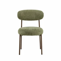Made in Meubles Chaise en tissu vert et métal effet bois Janis (lot de 2)