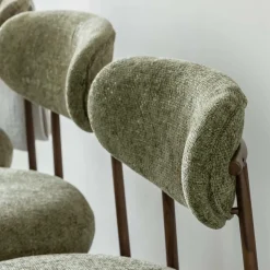 Made in Meubles Chaise en tissu vert et métal effet bois Janis (lot de 2)