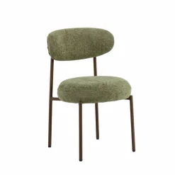 Made in Meubles Chaise en tissu vert et métal effet bois Janis (lot de 2)