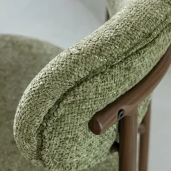 Made in Meubles Chaise en tissu vert et métal effet bois Janis (lot de 2)