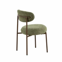 Made in Meubles Chaise en tissu vert et métal effet bois Janis (lot de 2)