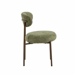 Made in Meubles Chaise en tissu vert et métal effet bois Janis (lot de 2)