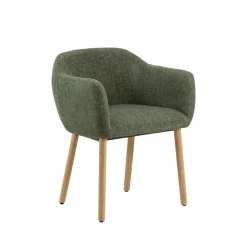 Made in Meubles Chaise en tissu vert et pieds en bois Solène (lot de 2)