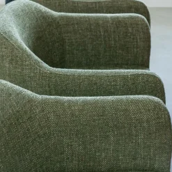 Made in Meubles Chaise en tissu vert et pieds en bois Solène (lot de 2)