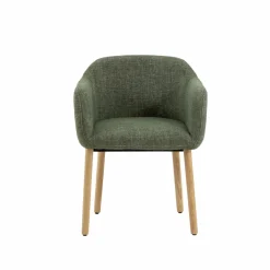 Made in Meubles Chaise en tissu vert et pieds en bois Solène (lot de 2)