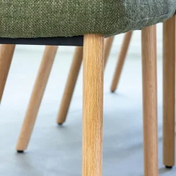 Made in Meubles Chaise en tissu vert et pieds en bois Solène (lot de 2)