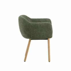 Made in Meubles Chaise en tissu vert et pieds en bois Solène (lot de 2)