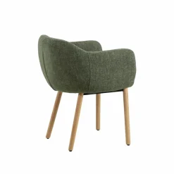 Made in Meubles Chaise en tissu vert et pieds en bois Solène (lot de 2)