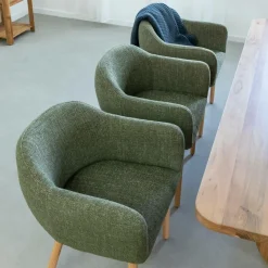 Made in Meubles Chaise en tissu vert et pieds en bois Solène (lot de 2)