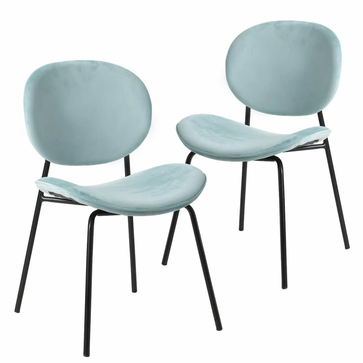 Made in Meubles Chaise en velours bleu turquoise Sohane (lot de 2)