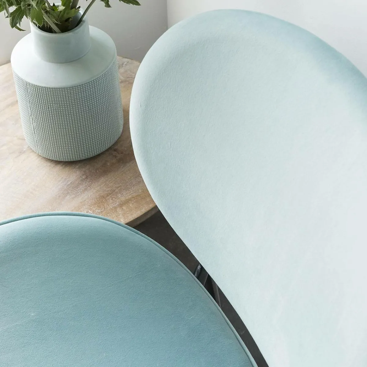 Made in Meubles Chaise en velours bleu turquoise Sohane (lot de 2)