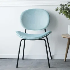 Made in Meubles Chaise en velours bleu turquoise Sohane (lot de 2)