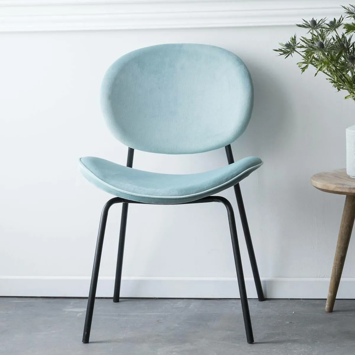 Made in Meubles Chaise en velours bleu turquoise Sohane (lot de 2)