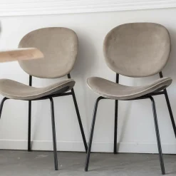Made in Meubles Chaise en velours marron glacé Sohane (lot de 2)