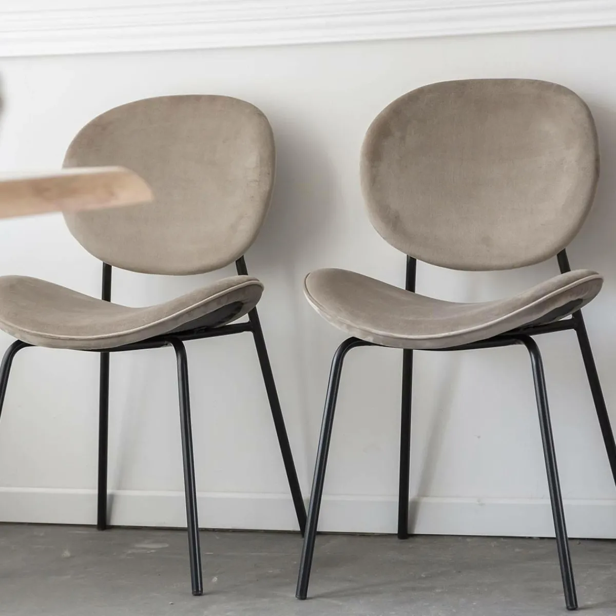 Made in Meubles Chaise en velours marron glacé Sohane (lot de 2)