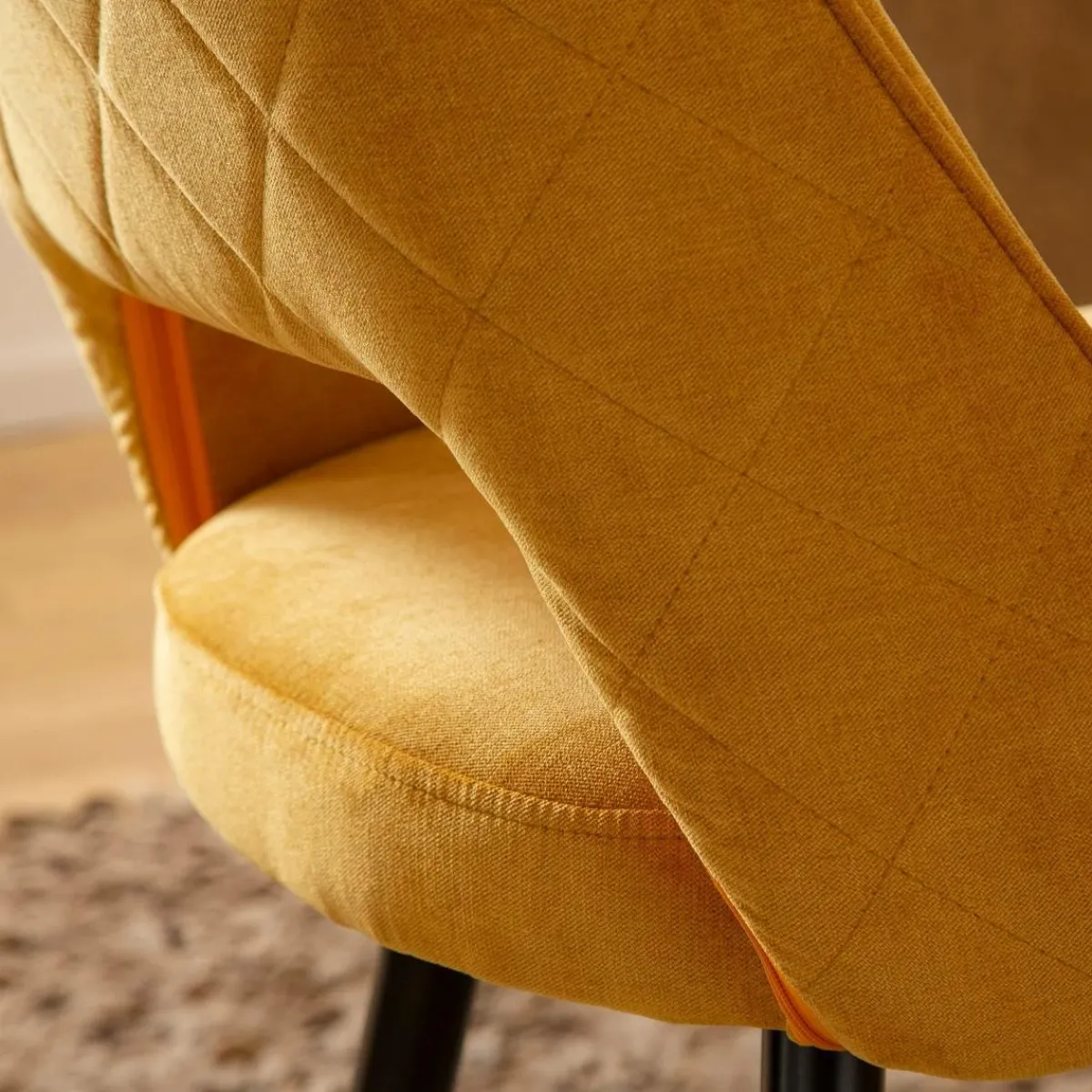 Made in Meubles Chaise en velours moutarde Rumba (lot de 2)
