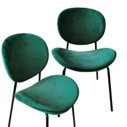 Made in Meubles Chaise en velours vert émeraude Sohane (lot de 2)