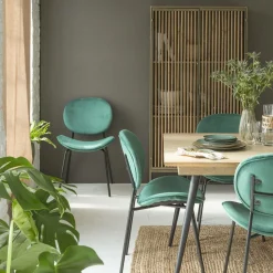 Made in Meubles Chaise en velours vert émeraude Sohane (lot de 2)
