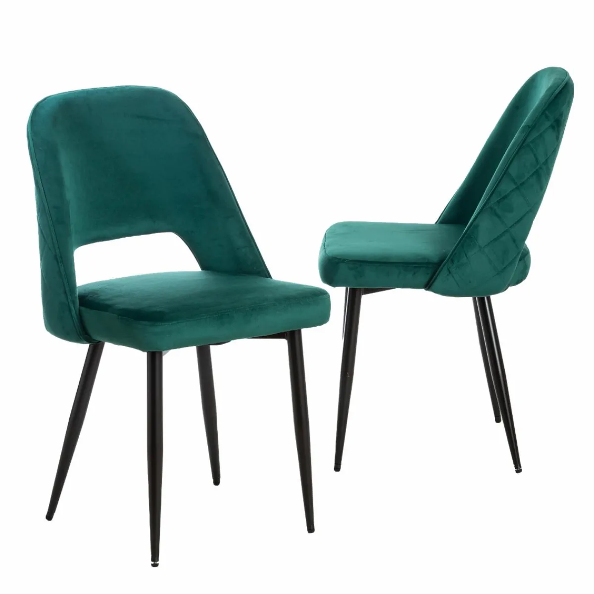 Made in Meubles Chaise en velours vert Rumba (lot de 2)