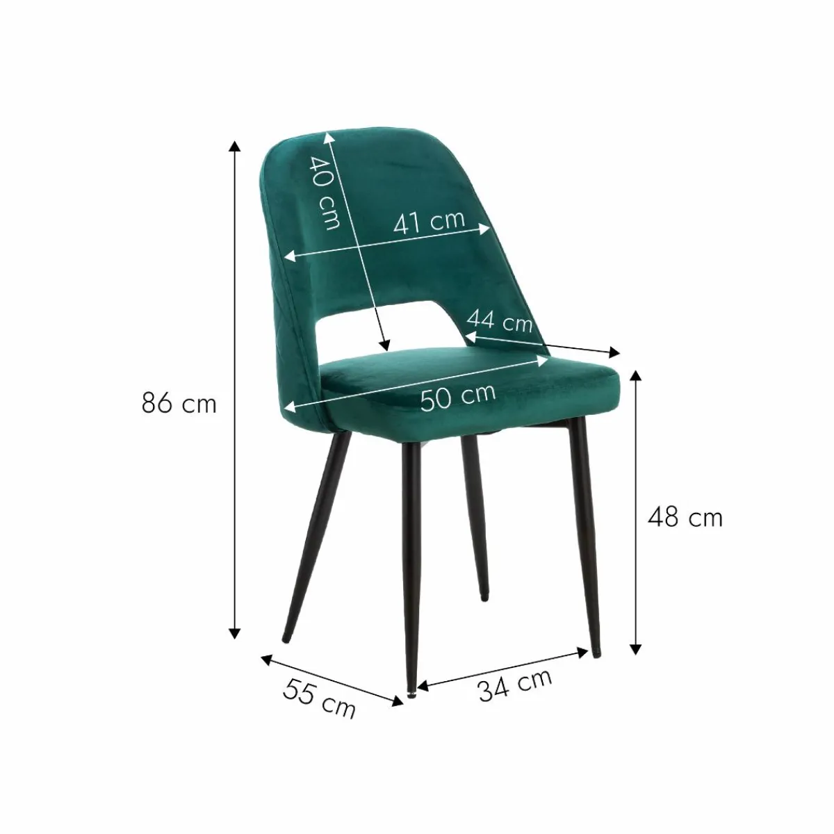 Made in Meubles Chaise en velours vert Rumba (lot de 2)