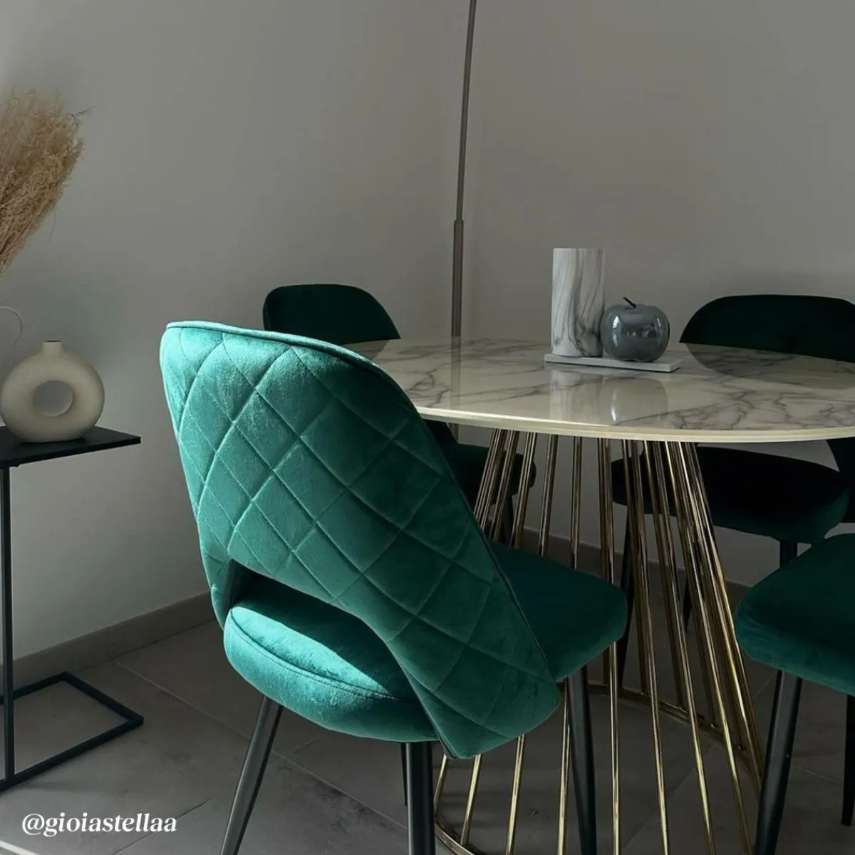 Made in Meubles Chaise en velours vert Rumba (lot de 2)