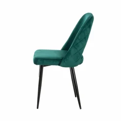Made in Meubles Chaise en velours vert Rumba (lot de 2)
