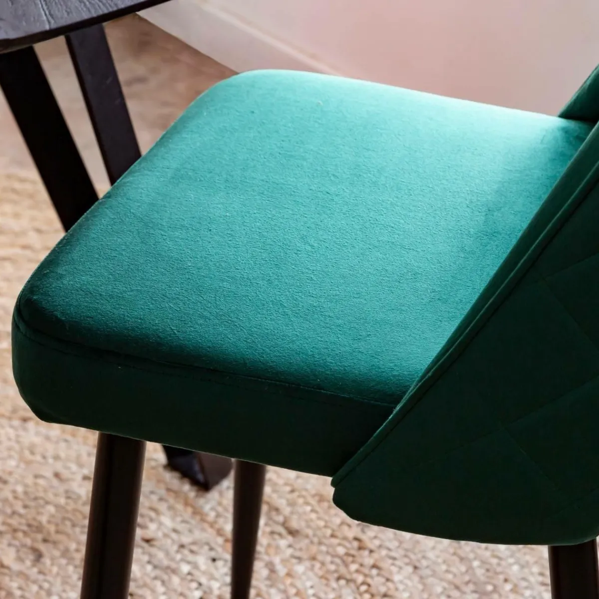 Made in Meubles Chaise en velours vert Rumba (lot de 2)