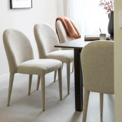 Made in Meubles Chaise intégralement en tissu écru Doris (lot de 2)