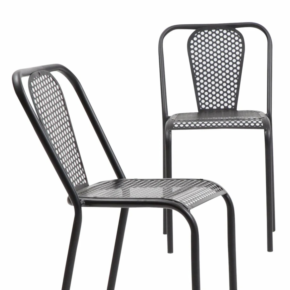 Made in Meubles Chaise perforée en métal noir Julien (lot de 2)