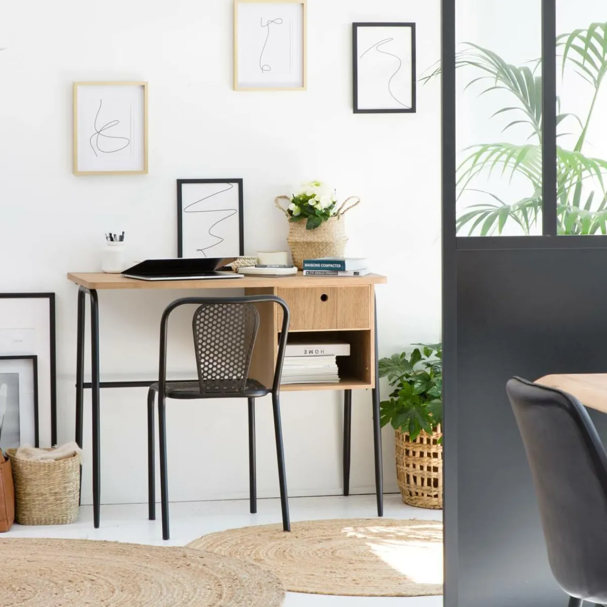 Made in Meubles Chaise perforée en métal noir Julien (lot de 2)