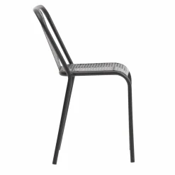 Made in Meubles Chaise perforée en métal noir Julien (lot de 2)