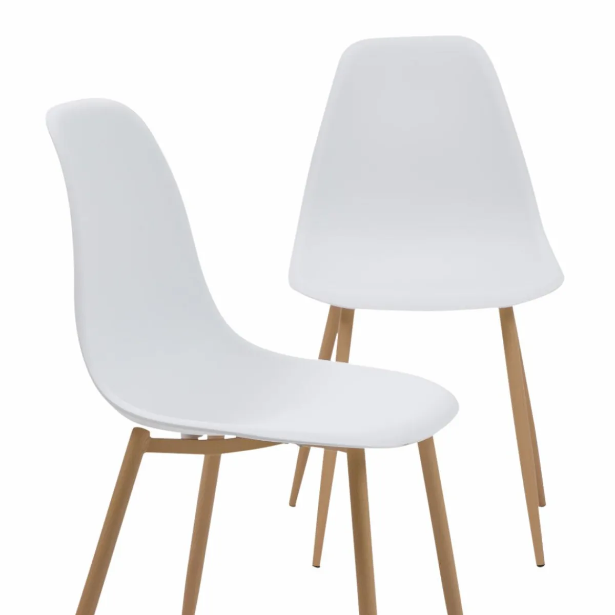 Made in Meubles Chaise scandinave blanc pieds compas Marius (lot de 2)