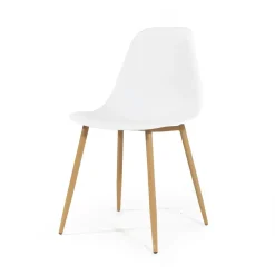 Made in Meubles Chaise scandinave blanc pieds compas Marius (lot de 2)
