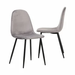 Made in Meubles Chaise scandinave en velours gris Copenhague (lot de 2)