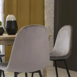 Made in Meubles Chaise scandinave en velours gris Copenhague (lot de 2)