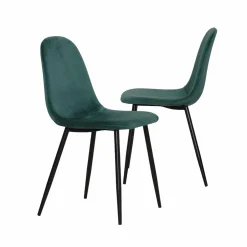 Made in Meubles Chaise scandinave en velours vert Copenhague (lot de 2)