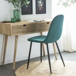 Made in Meubles Chaise scandinave en velours vert Copenhague (lot de 2)