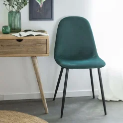 Made in Meubles Chaise scandinave en velours vert Copenhague (lot de 2)