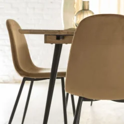 Made in Meubles Chaise scandinave en velours marron café Copenhague (lot de 2)