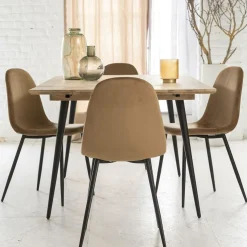 Made in Meubles Chaise scandinave en velours marron café Copenhague (lot de 2)